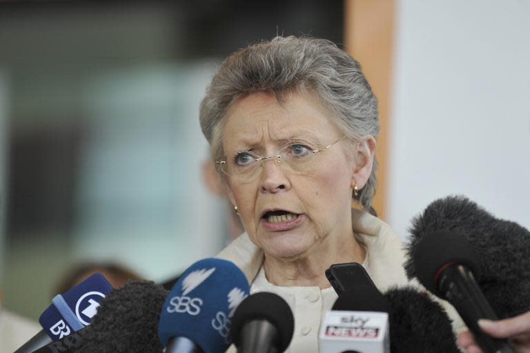 International AIDS Society president Françoise Barre-Sinoussi of France addresses the media at the Melbourne Convention and Exhibition Centre (MCEC) in Melbourne on July 19, 2014