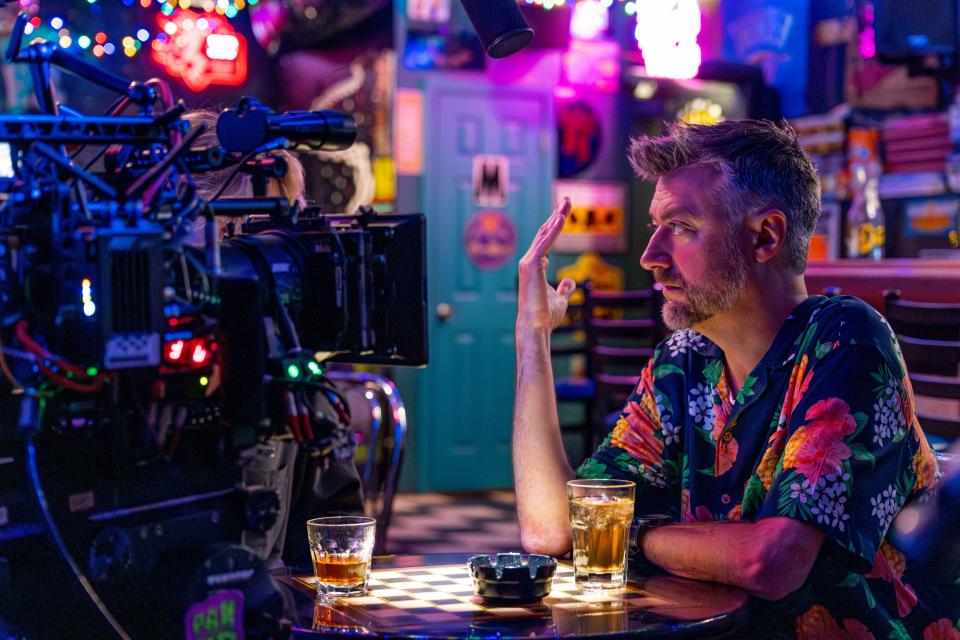 Actor Sean Gunn performs a scene on the set of "Defiant Vanity" filmed at Cookies on Western in Oklahoma City on Friday, June 30, 2023.