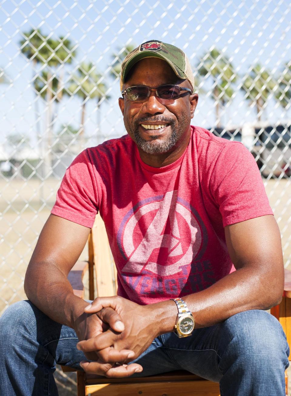 FILE - In this April 28, 2013 file photo, singer Darius Rucker poses for a portrait backstage on day 3 of the 2013 Stagecoach Music Festival at the Empire Polo Club, in Indio, Calif. Rucker's version of "Wagon Wheel" is the most successful song of his country career. The cut from his third Nashville-recorded album, "True Believers," out on May 21, 2013, has sold nearly 1.2 million copies and sat atop the country charts for three consecutive weeks early this year. (Photo by Dan Steinberg/Invision/AP, File)