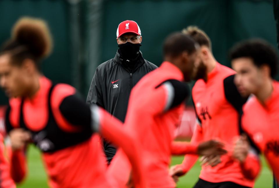 Jurgen Klopp watches over Liverpool training (Getty)