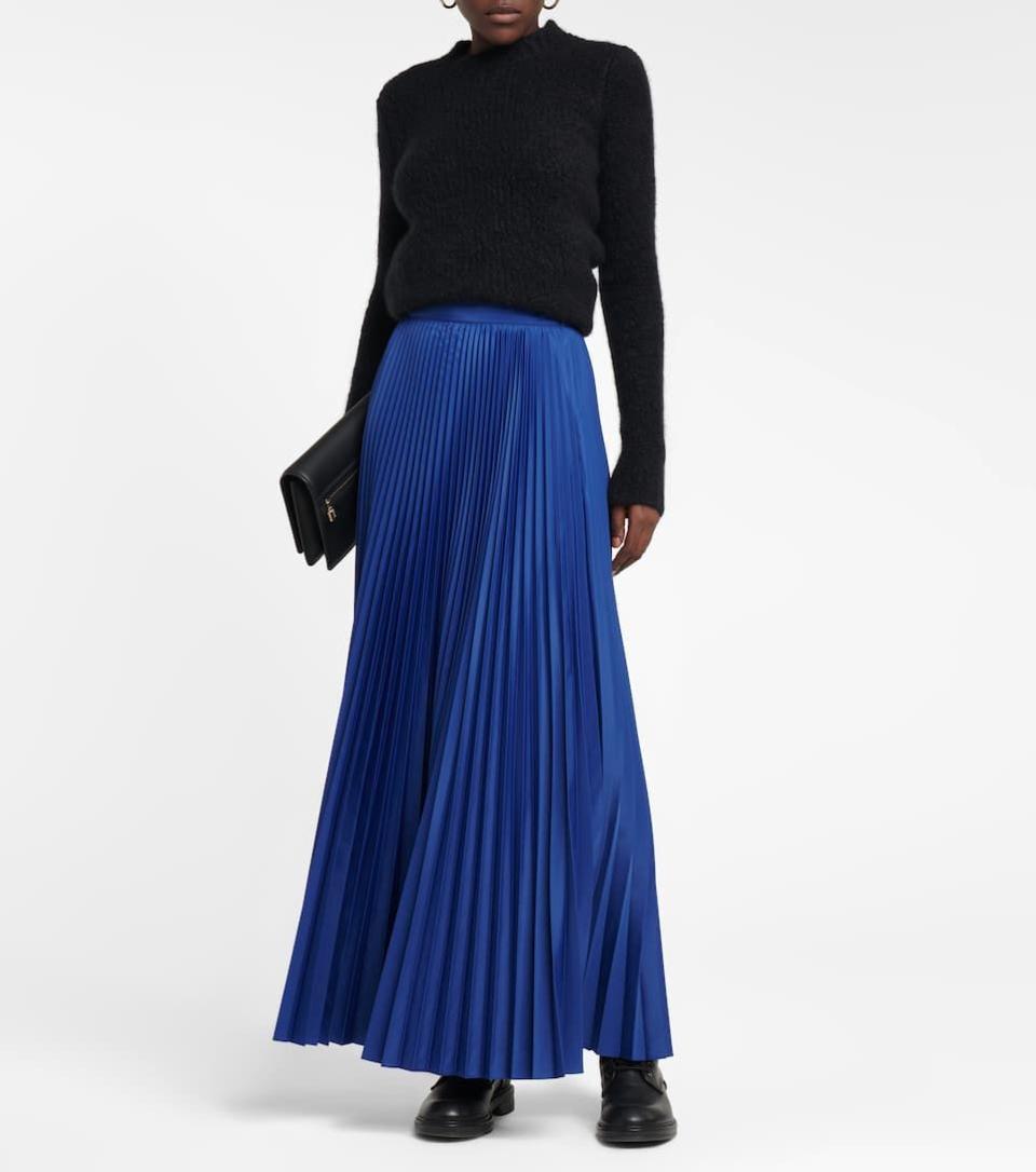 8) Calte Pleated Taffeta Maxi Skirt