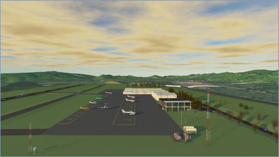 This artist’s rendering shows the proposed Oak Ridge airport, which would be located on the west end of Oak Ridge.
