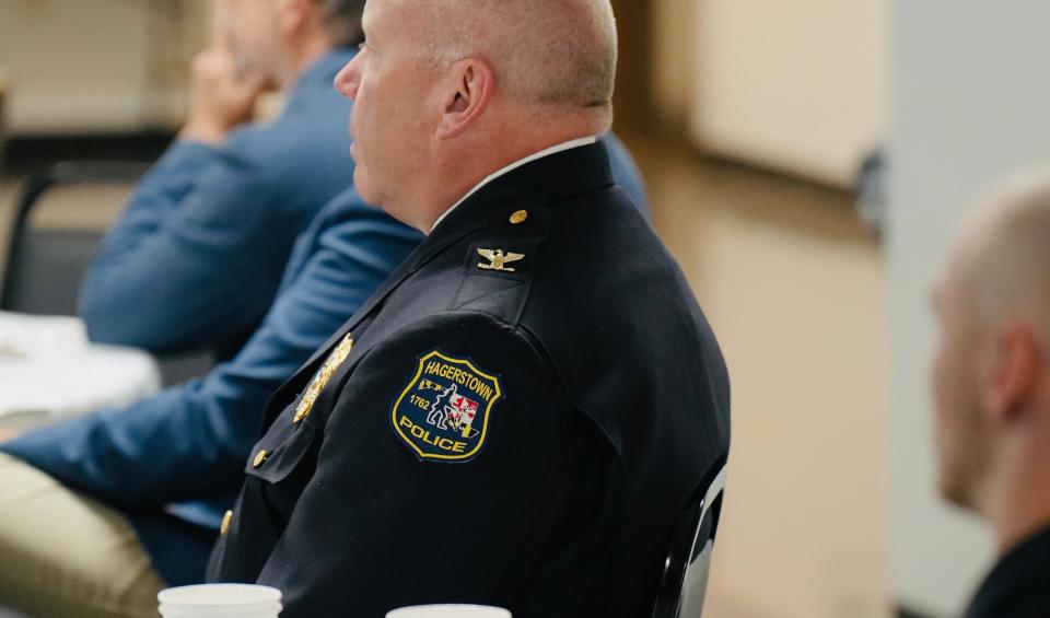 Hagerstown Police Chief Paul Kifer listens during the Public Safety Awards ceremony Thursday.