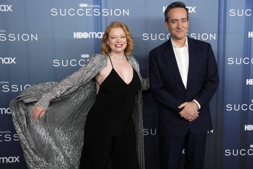 Sarah Snook and Matthew Macfadyen attend the premiere of HBO's "Succession" season four at Jazz at Lincoln Center on Monday, March 20, 2023, in New York. (Photo by Charles Sykes/Invision/AP)