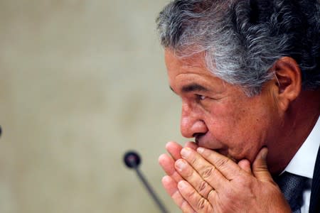 Judge Marco Aurelio de Mello reacts durign a session of the Supreme Court in Brasilia