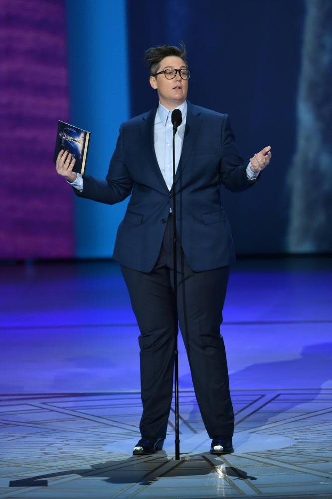 Hannah Gadsby with her Emmy for her disarmingly honest Netflix special Nanette