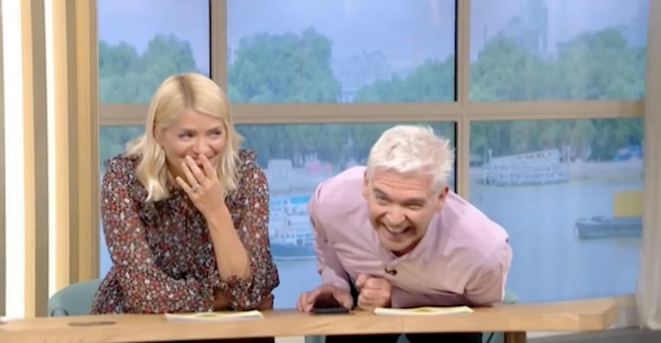 Phillip Schofield revealed why he was on the phone during the show (Photo: ITV)