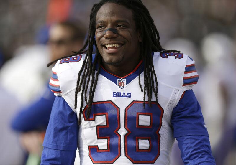 Buffalo Bills defensive back Sergio Brown is smiling during a game against the Oakland Raiders.