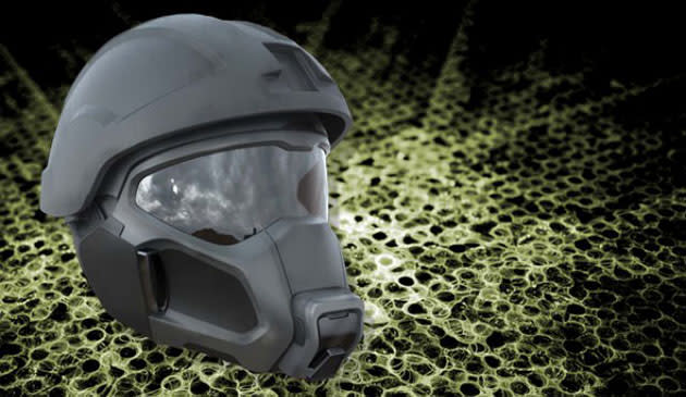 futuristic war helmet