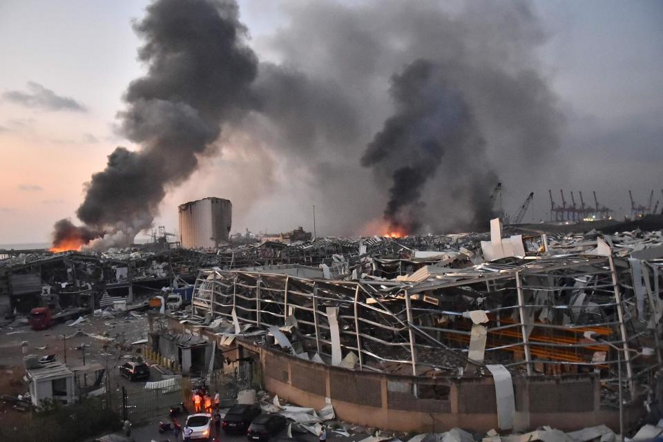 The scene of an explosion at the port of Lebanon's capital Beirut: AFP via Getty Images