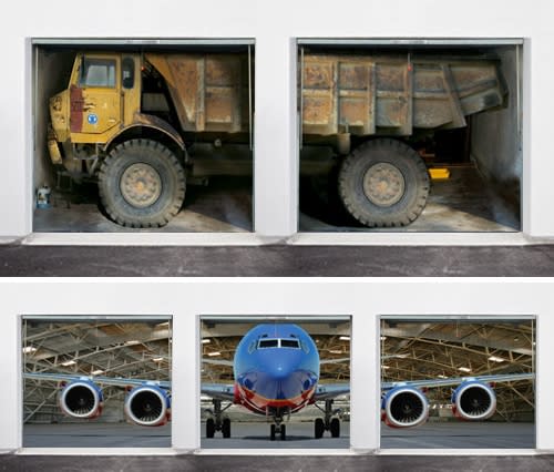 <b>Dump truck and jet </b><br>(Price: $446 and $635)<br><br> Credit: <a href="https://www.style-your-garage.com/us/Garage-mural/?cur=3" rel="nofollow noopener" target="_blank" data-ylk="slk:style-your-garage.com;elm:context_link;itc:0;sec:content-canvas" class="link ">style-your-garage.com</a>