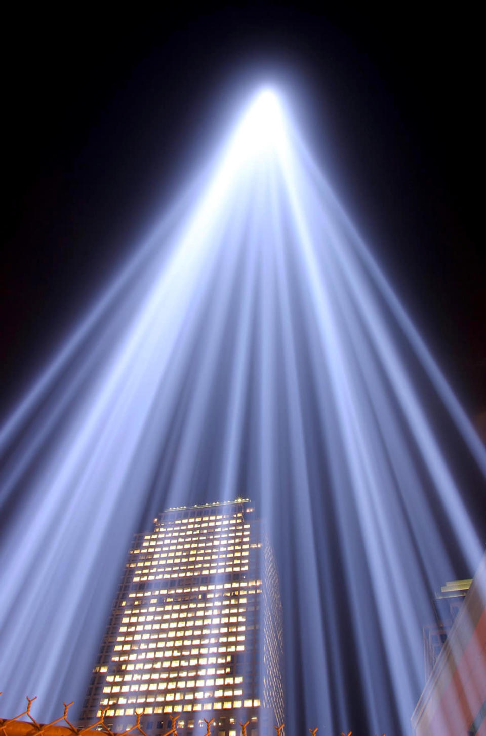 Towers of light signifying the two fallen structures on the 2nd anniversary of 9/11- September 11 2003