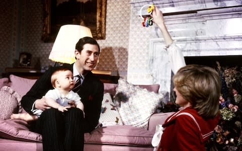 Diana and Prince Charles with Prince William six months after his birth - Credit: PA