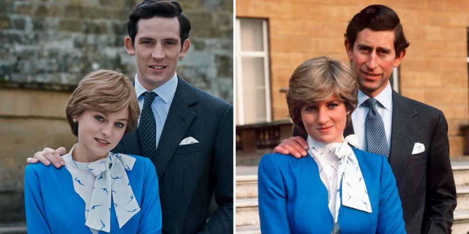 princess diana vs emma corrin the crown outfits