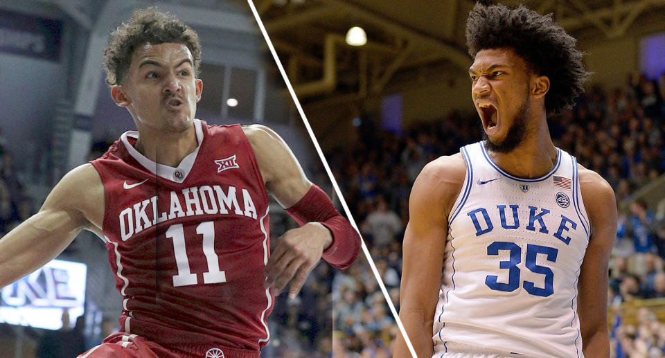 Oklahoma’s Trae Young and Duke’s Marvin Bagley both put on a show Saturday afternoon. (AP/Getty)