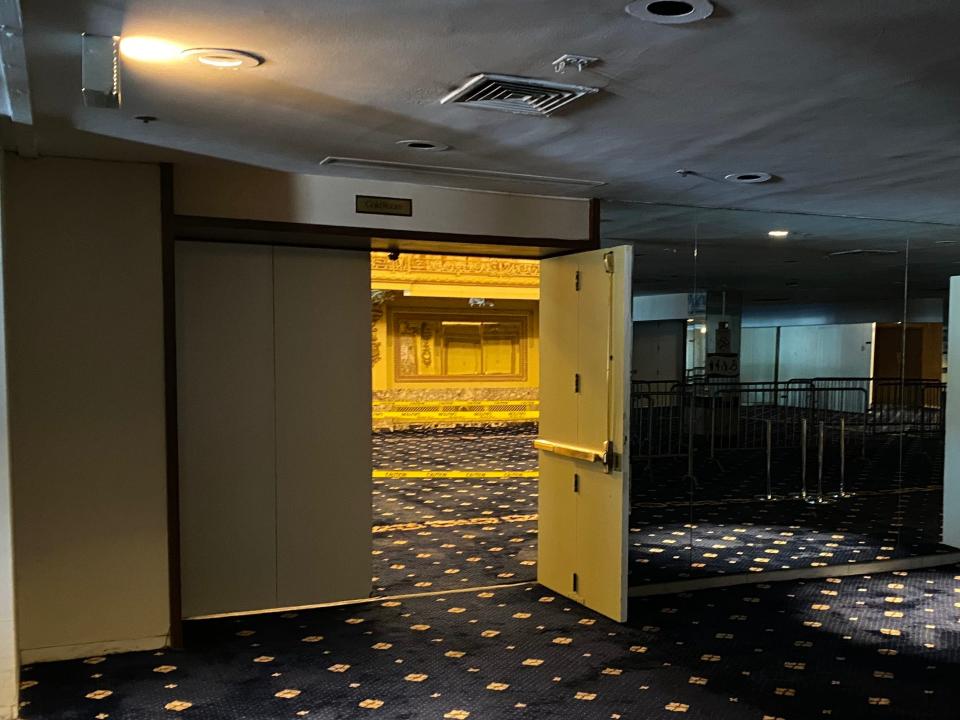 caution tape in the gold room at the congress plaza hotel