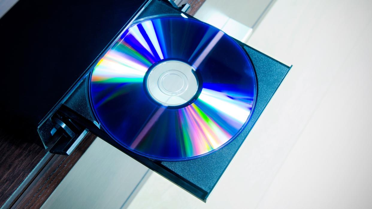  Blu-ray disc in player drive. 