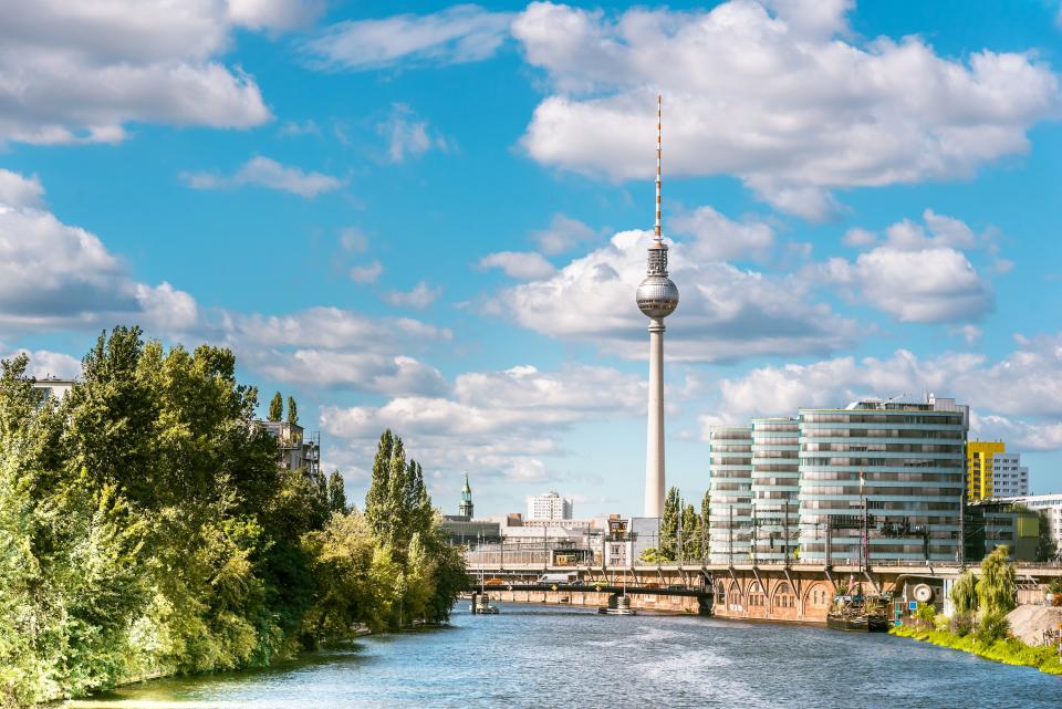 Fernsehturm Berlin dominates the German city's skyline. Designed by German architect Hermann Henselmann, the tower soars some 1,207 feet in the air. Completed in 1969, the structure was commissioned by the East German government.