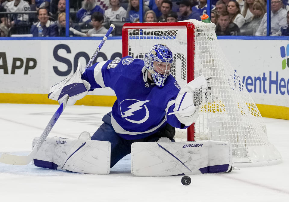 Tampa Bay Lightning goaltender Andrei Vasilevskiy is a key figure for the Stanley Cup Final. (Photo by Andrew Bershaw /Icon_Sportswire)