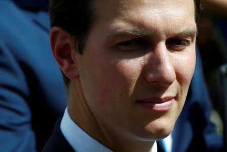 FILE PHOTO: Senior advisor Jared Kushner waits for a joint news conference by U.S. President Donald Trump and Lebanese Prime Minister Saad Hariri at the White House in Washington, U.S., July 25, 2017. REUTERS/Yuri Gripas