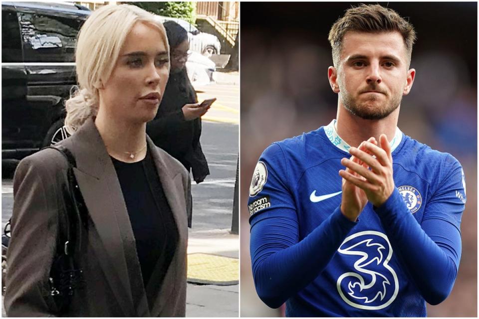 Orla Sloane arrives in court  (left) and Mason Mount (Tristan Kirk)