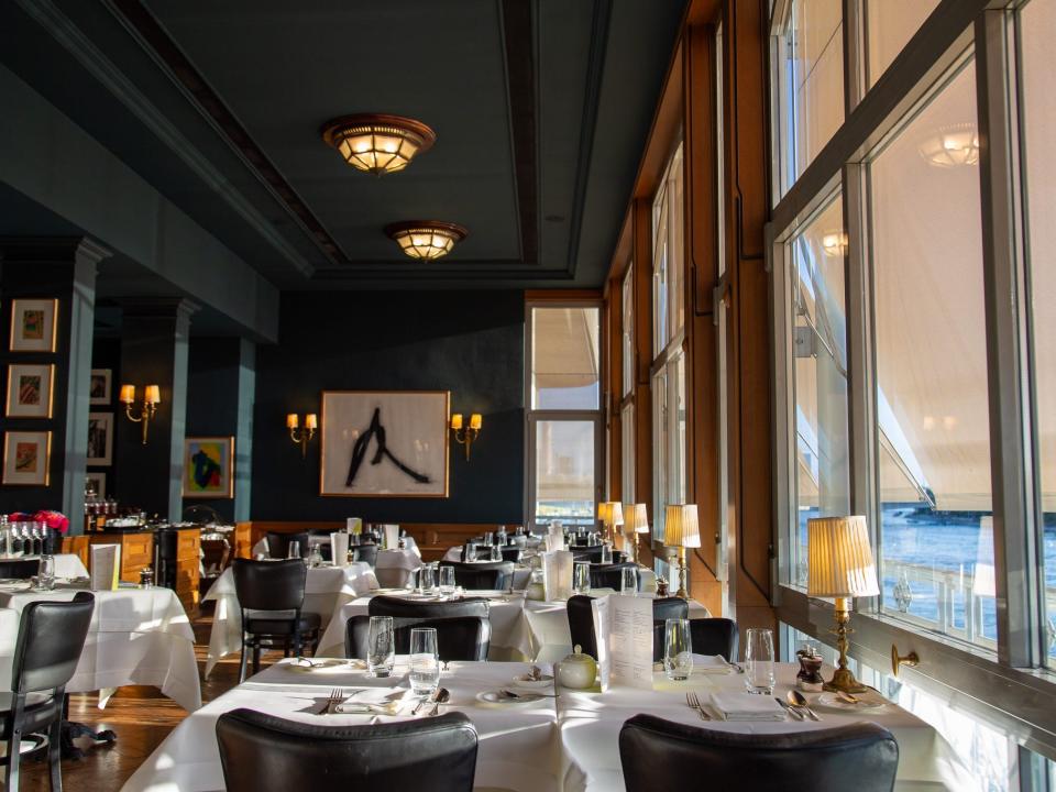 The interior of Hotel Les Trois Rois' Brasserie restaurant.