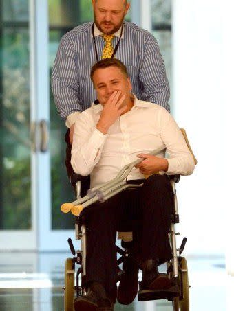 Briggs was left with a knee injury after a wild party in Abbott's office last September. Photo: AAP