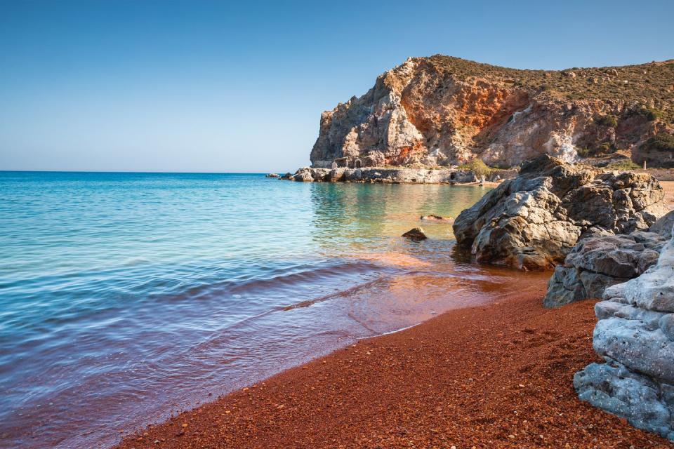 colorful beach in milos