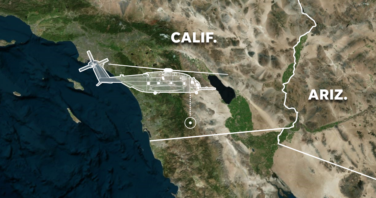 The Marine helicopter crashed late Tuesday in a mountainous region east of San Diego.