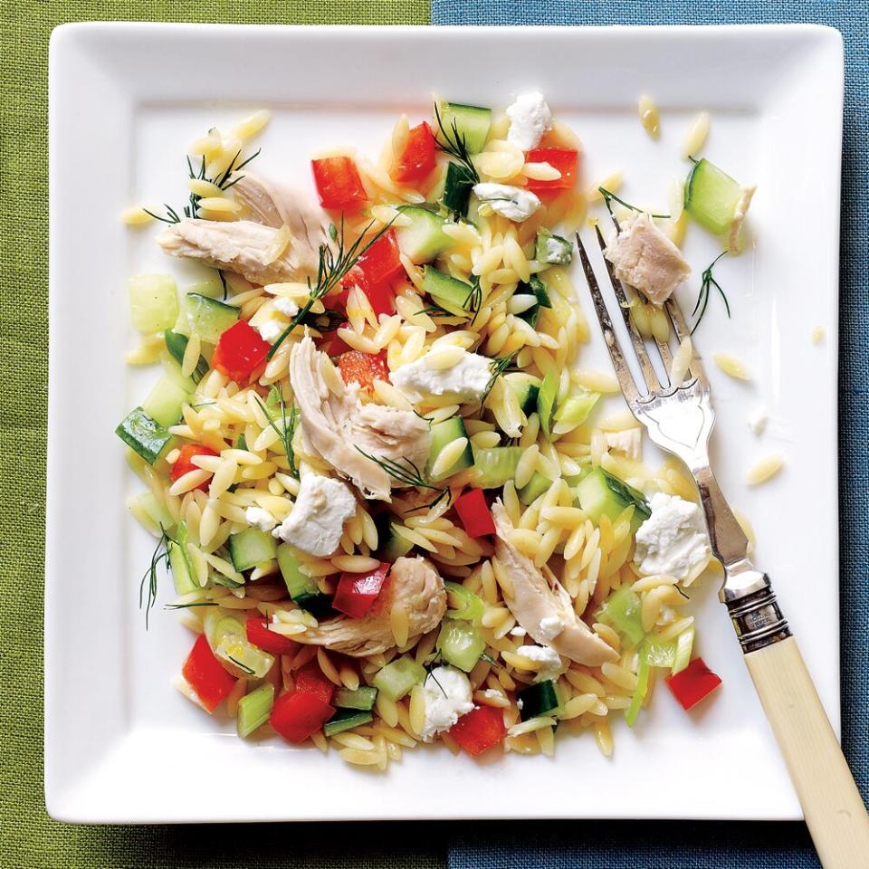 Lemony Orzo-Veggie Salad with Chicken