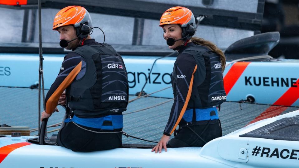 Great Britain driver Ben Ainslie and Duchess of Cambridge Kate Middleton during an exhibition race against New Zealand. Great Britain won. - Credit: Courtesy SailGP