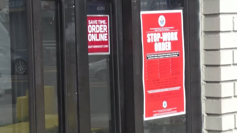 Stop-work order Boston Market door