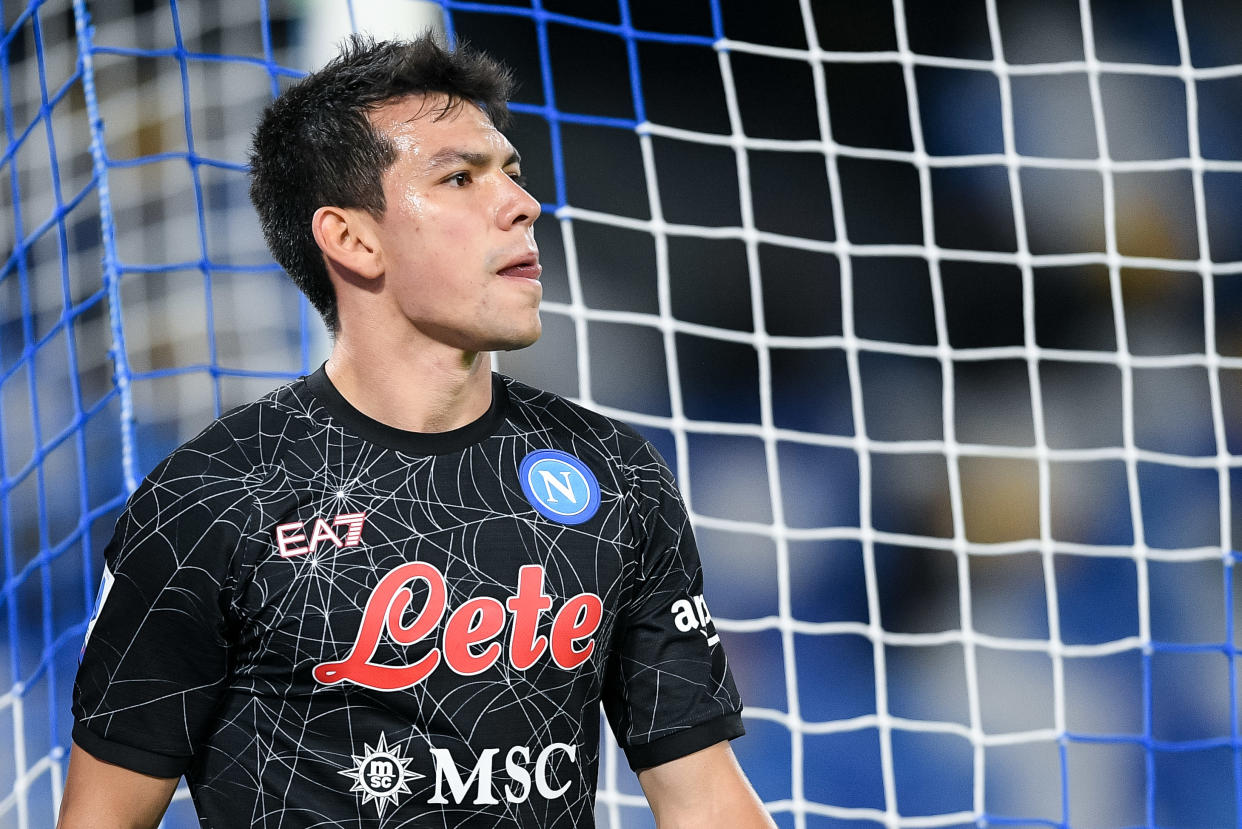 Hirving Lozano of SSC Napoli looks on during the Serie A match between SSC Napoli and FC Torino at Stadio Diego Armando Maradona, Napoli, Italy on 17 October 2021.  (Photo by Giuseppe Maffia/NurPhoto via Getty Images)