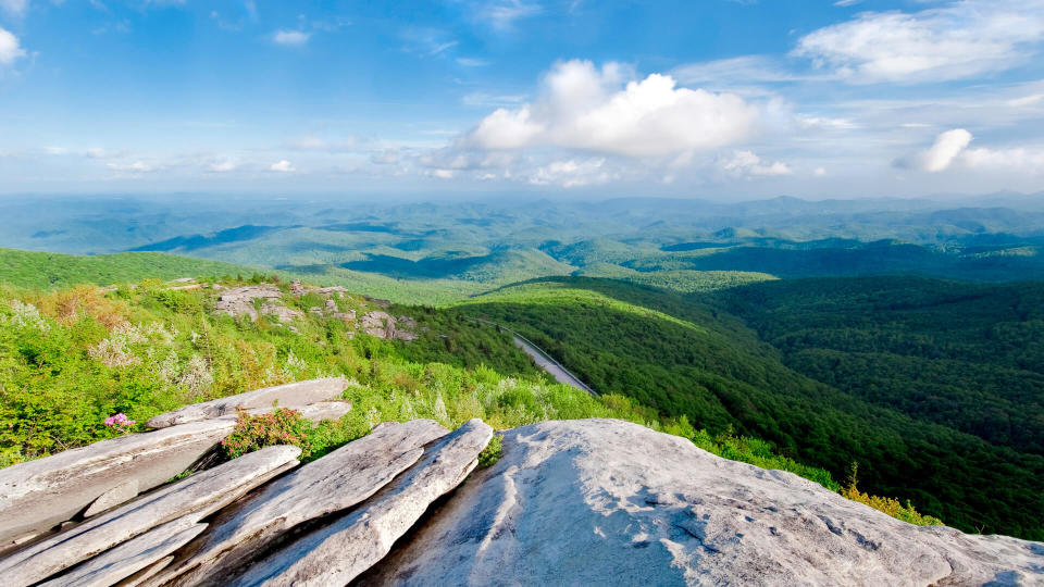 Beautiful view looking down on the Blue Ridge Parkway.