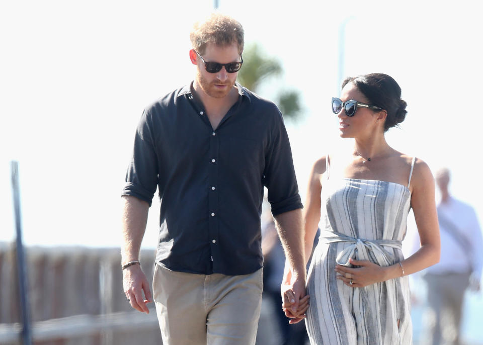 The newlyweds were regularly pictured holding hands. Photo: Getty