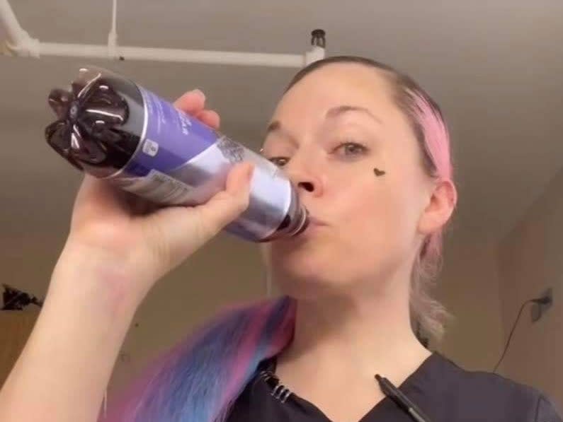 Kelly Morris was suspended from her job as a nurse after making crude jokes about mistreating patients.  (TikTok / bubblegumkelz)