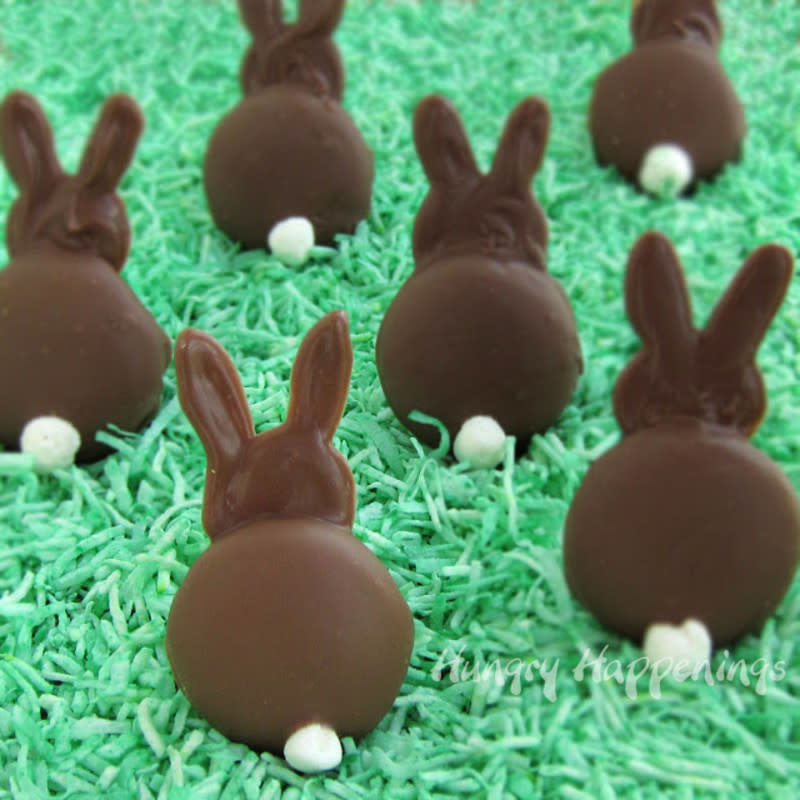 <p>Hungry Happenings</p><p>Hop on these simple-to-make wafer Bunny Cookies.</p><p><strong>Get the recipe: <a href="http://www.hungryhappenings.com/2012/04/chocolate-bunny-silhouettes-made-using.html" rel="nofollow noopener" target="_blank" data-ylk="slk:Vanilla Wafer Chocolate Bunny Silhouette Cookies;elm:context_link;itc:0;sec:content-canvas" class="link rapid-noclick-resp">Vanilla Wafer Chocolate Bunny Silhouette Cookies</a></strong></p>
