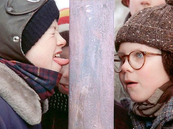 The classic scene from "A Christmas Story."