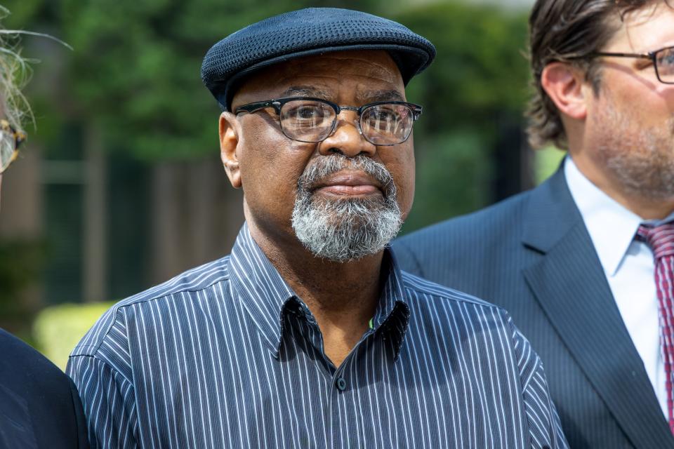 Glynn Simmons attends a news conference on Sept. 20, 2023, in front of the Oklahoma County Courthouse. Simmons, a former death row inmate, had been released from prison after serving 48 years.