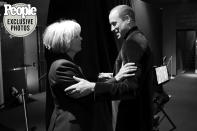 <p>Oscar winner Emma Thompson, who said it was a "relief" to be asked not to buy anything new for the ceremony (she rewore a suit previously seen when William invested her as a dame!), shared a sweet moment backstage with the Duke of Cambridge.</p>