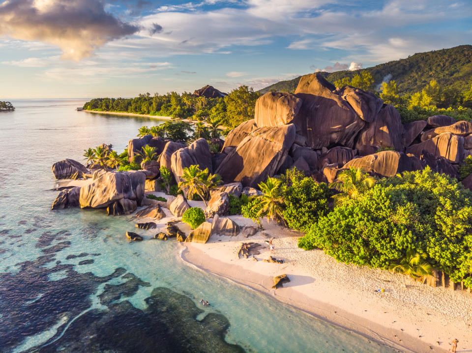 Anse Source d'Argent in Seychelles taken at sunset. (Photo: Gettyimages)