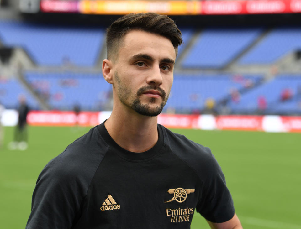 BALTIMORE, MARYLAND - JULY 16: Fabio Vieira of Arsenal before the pre season friendly match between Arsenal and Everton at M&T Bank Stadium on July 16, 2022 in Baltimore, Maryland. (Photo by David Price/Arsenal FC via Getty Images)