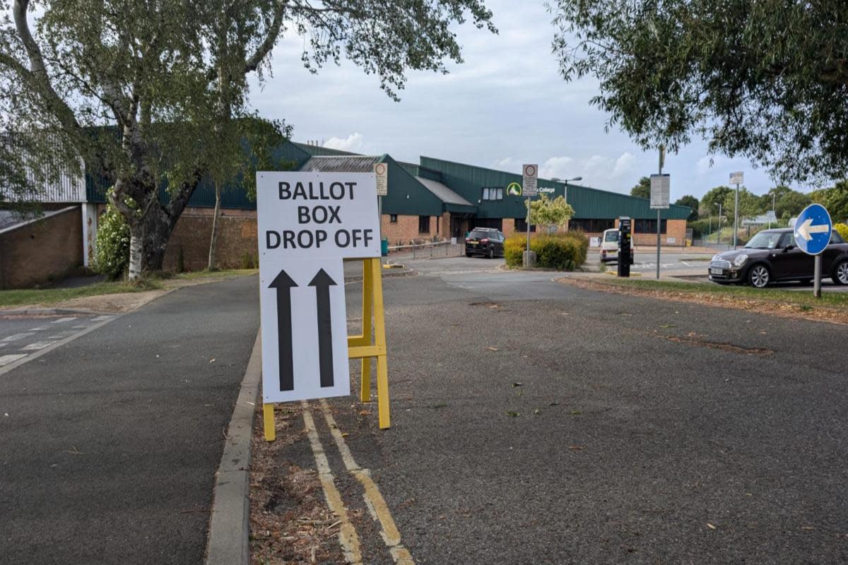 Sign showing where the ballot boxes will go. <i>(Image: IWCP)</i>