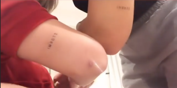 Kylie Jenner and Anastasia Karanikolaou show off their matching "Stormi" tattoos on Instagram. Video by @kyliejenner.