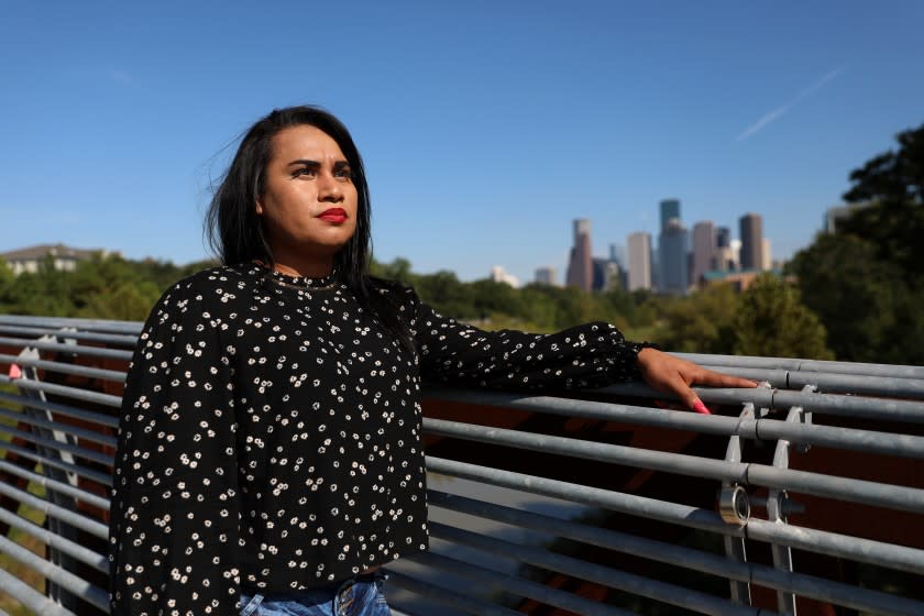 HOUSTON, TEXAS -- SUNDAY, OCTOBER 13, 2019: Mayela Villegas, 26, of San Salvador, El Salvador, a transgender woman, was allowed to pursue her claim for political asylum relocating to live with family members in Houston, Texas, on Oct. 13, 2019. Mayela fled San Salvador after receiving death threats from gangs. Villegas was stranded for two months living in a tent encampment near the Gateway International Bridge at the U.S.-Mexico border in Matamoros, Tamaulipas, Mexico under theTrump administration's "Remain in Mexico" policy. (Gary Coronado / Los Angeles Times)