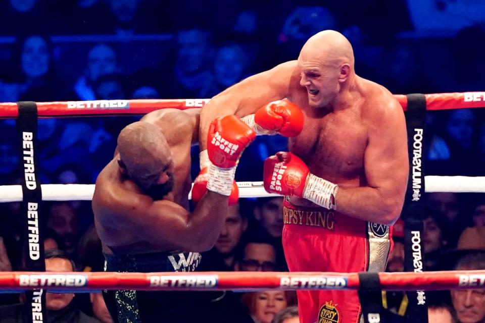 Fury (right) beat Derek Chisora in December to stay unbeaten and retain the WBC heavyweight title (Zac Goodwin/PA) (PA Wire)