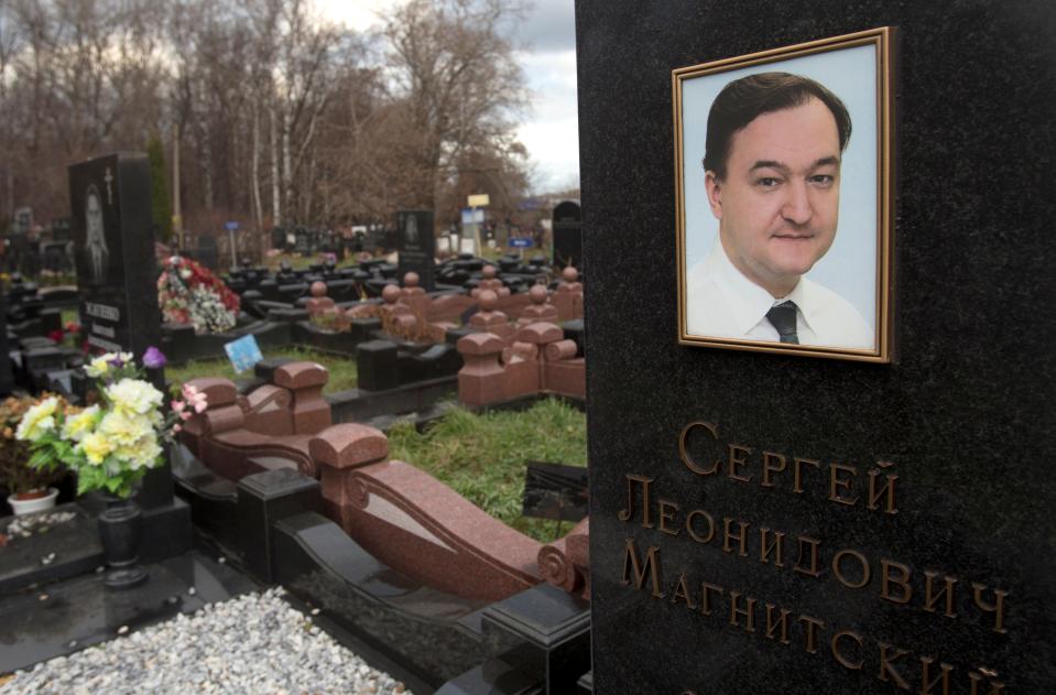 The grave of lawyer Sergei Magnitsky in Moscow, seen in 2012.