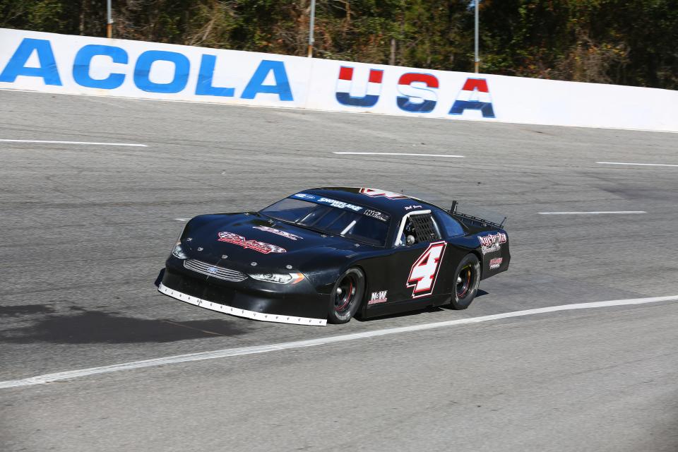 Elliot Massey competes in a late-model race on an unknown date at Flag Flags Speedway. He is set to strap back into a race car at Five Flags for the first time since suffering COVID in 2021.