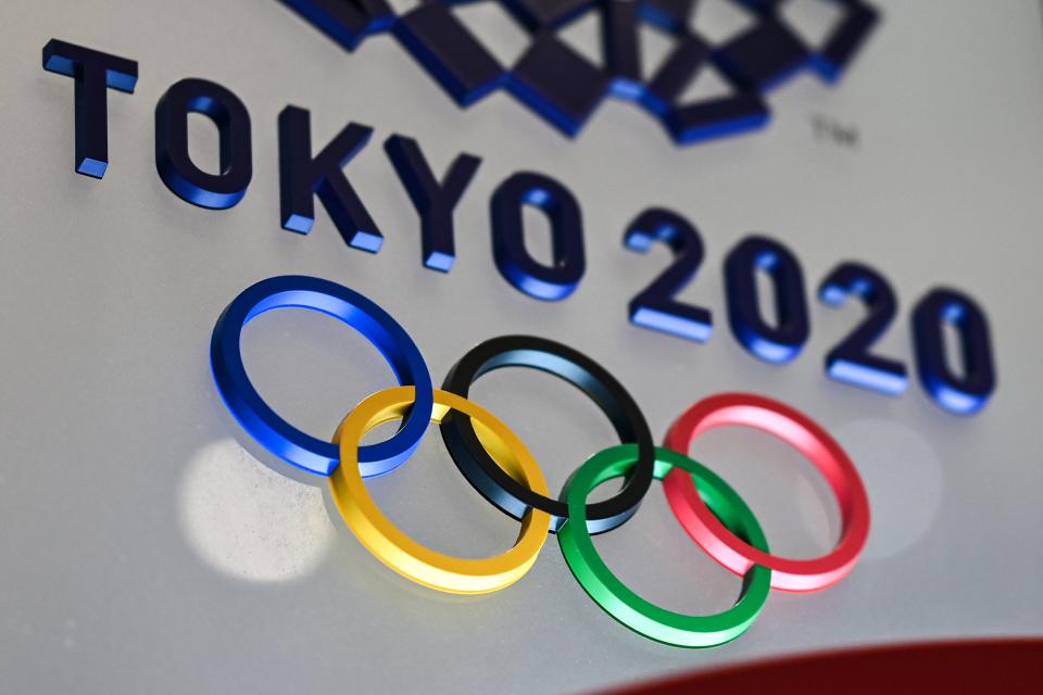 The Tokyo 2020 Olympics Games logo is seen in Tokyo on January 28, 2021. (Photo by Charly TRIBALLEAU / AFP) (Photo by CHARLY TRIBALLEAU/AFP via Getty Images)