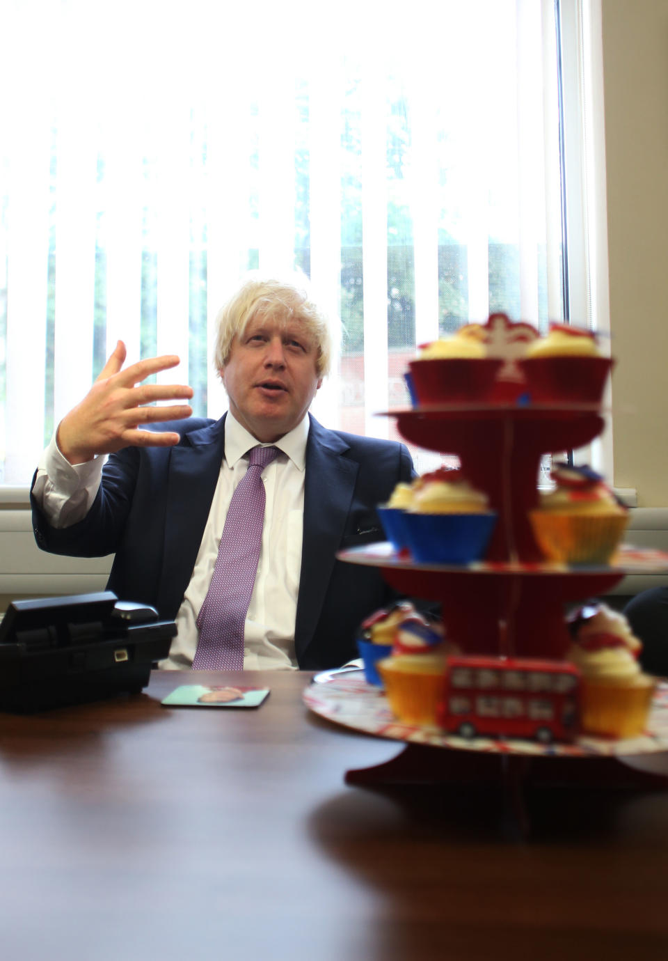 Mayor of London Boris Johnson visits McKenna Bothers makers of destination boards in Middleton during the second day of the Conservative Party Conference in Manchester.